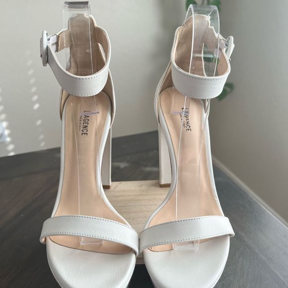 L’AGENCE Cecile Ankle Strap Sandal in White Size EU 38.5 NWOT - Picture 6 of 15